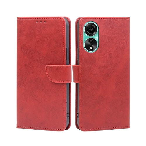 

For OPPO A78 4G Calf Texture Buckle Flip Leather Phone Case(Red)