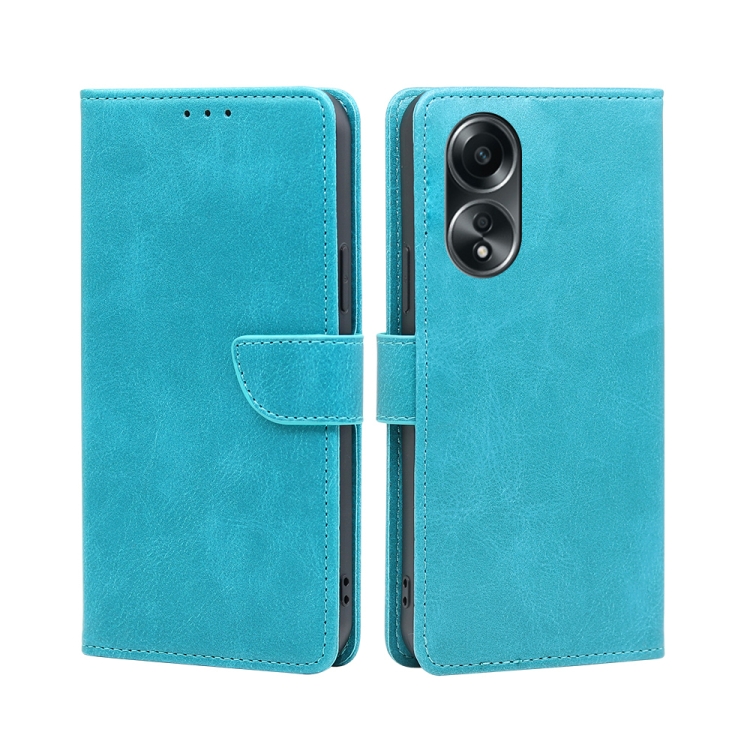 

For OPPO A58 4G Calf Texture Buckle Flip Leather Phone Case(Light Blue)