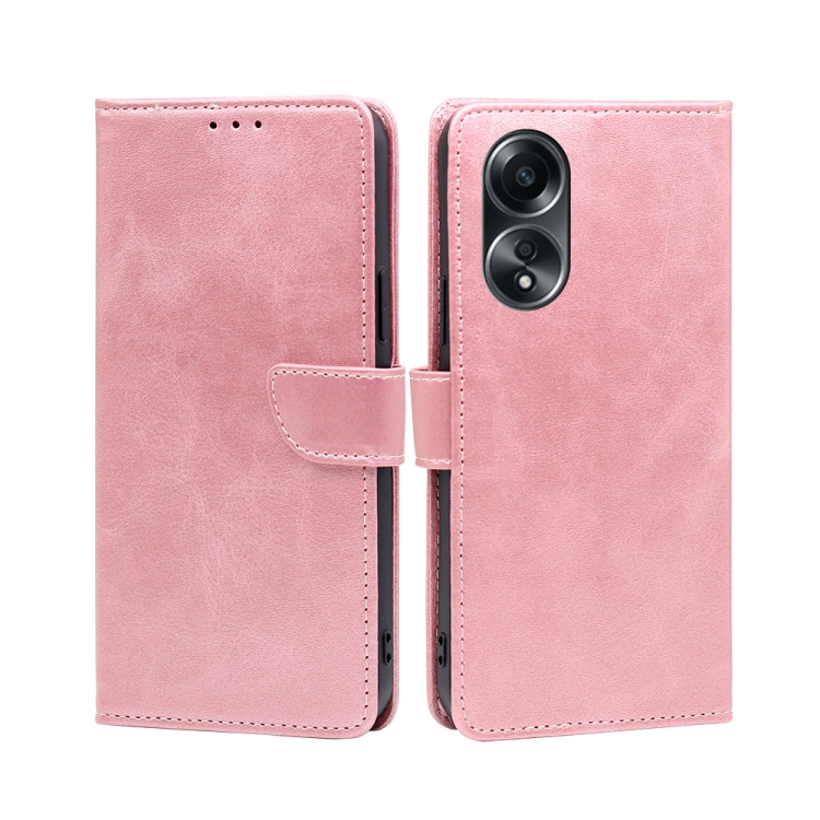 

For OPPO A58 4G Calf Texture Buckle Flip Leather Phone Case(Rose Gold)