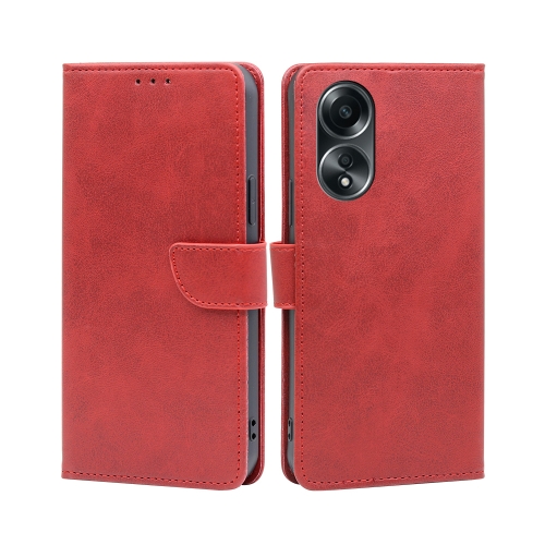 

For OPPO A58 4G Calf Texture Buckle Flip Leather Phone Case(Red)