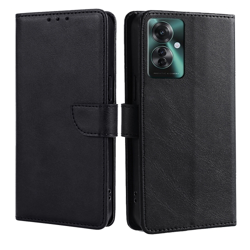 

For OPPO Reno11 F 5G Calf Texture Buckle Flip Leather Phone Case(Black)