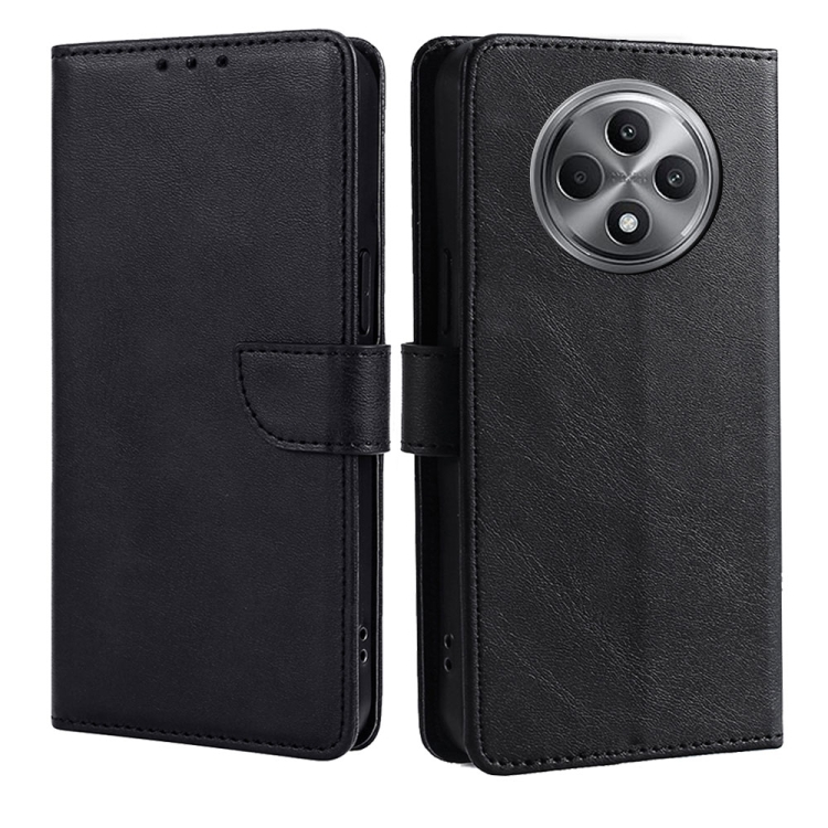 

For OPPO Reno12 F 5G Calf Texture Buckle Flip Leather Phone Case(Black)