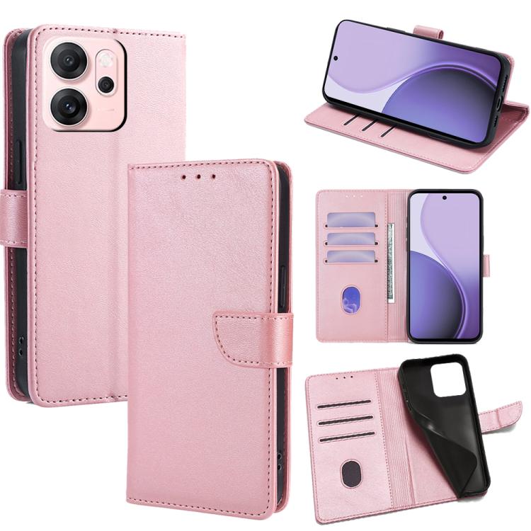

For OPPO Reno14 F 5G Calf Texture Buckle Flip Leather Phone Case(Rose Gold)