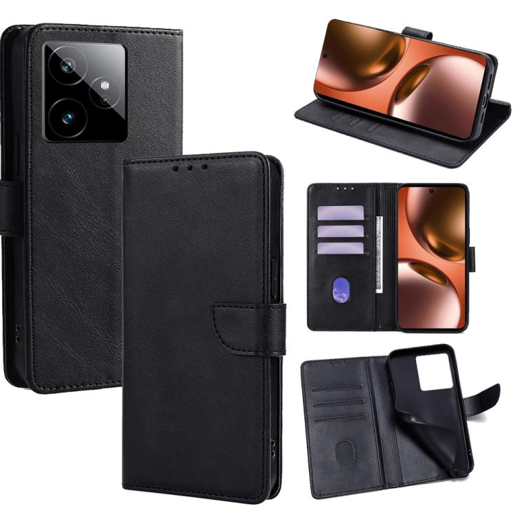 

For Realme GT 7 5G Global Calf Texture Buckle Flip Leather Phone Case(Black)