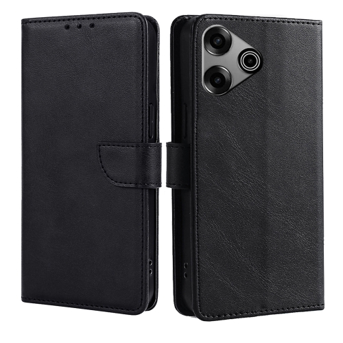 

For Tecno Pova 6 Pro 5G Calf Texture Buckle Flip Leather Phone Case(Black)