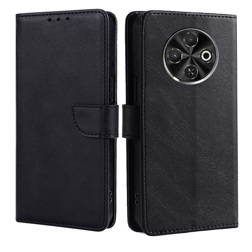 

For Tecno Spark 30C 4G Calf Texture Buckle Flip Leather Phone Case(Black)