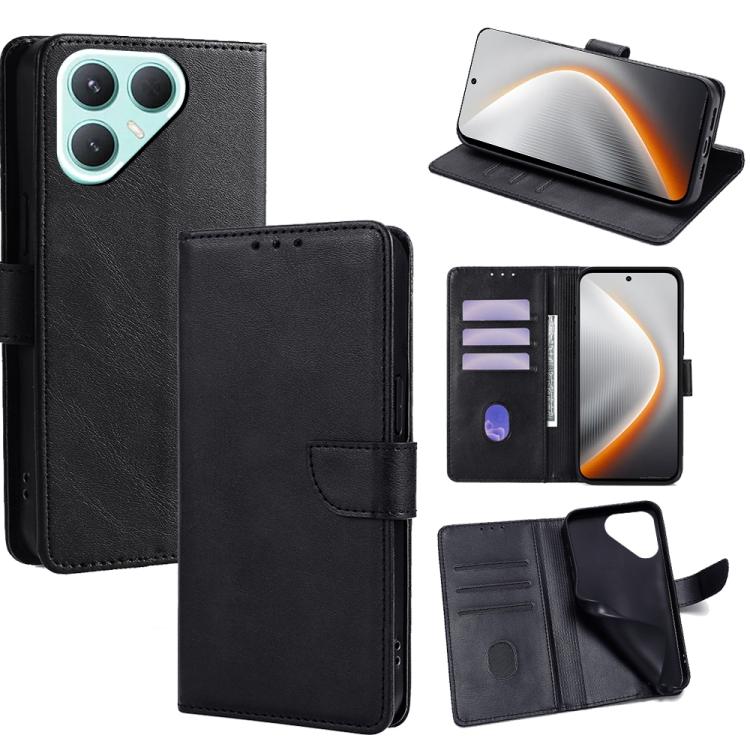 

For Tecno Pova 7 Pro Calf Texture Buckle Flip Leather Phone Case(Black)