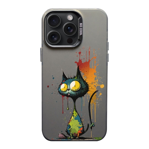 

For iPhone 15 Pro Color Ink Frosted PC+TPU Phone Case(Big Eyed Cat)