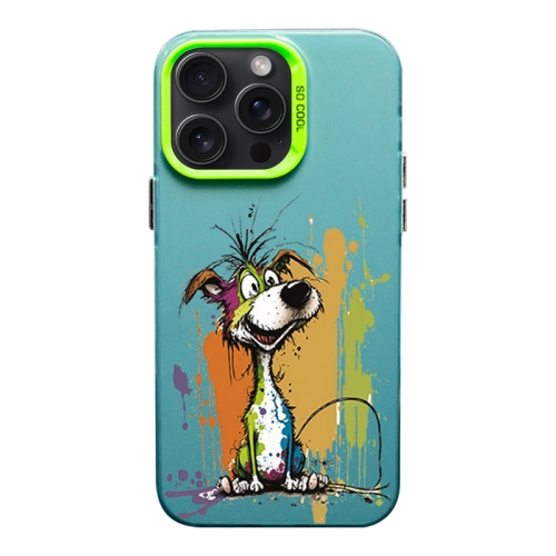 

For iPhone 15 Pro Color Ink Frosted PC+TPU Phone Case(Silly Dog)