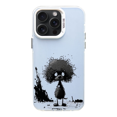 

For iPhone 15 Pro Color Ink Frosted PC+TPU Phone Case(Curl Teddy)