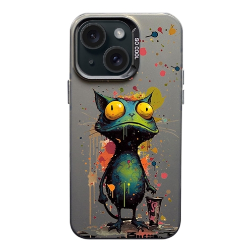 

For iPhone 15 Plus Color Ink Frosted PC+TPU Phone Case(Frog)