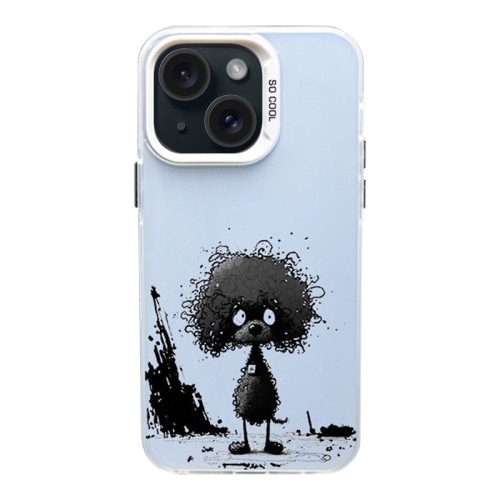 

For iPhone 15 Plus Color Ink Frosted PC+TPU Phone Case(Curl Teddy)