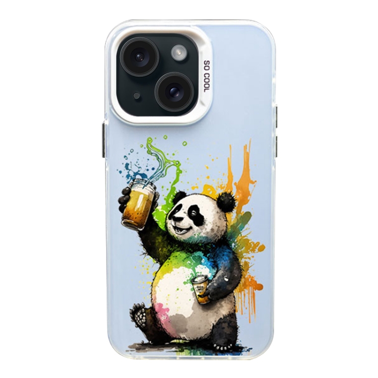 

For iPhone 15 Color Ink Frosted PC+TPU Phone Case(Toast Panda)