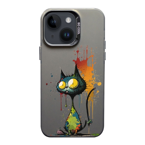 

For iPhone 14 Plus Color Ink Frosted PC+TPU Phone Case(Big Eyed Cat)