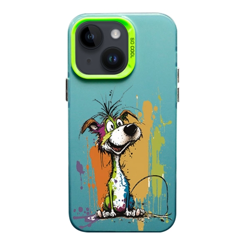 

For iPhone 14 Plus Color Ink Frosted PC+TPU Phone Case(Silly Dog)