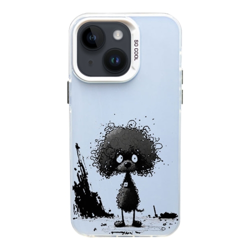 

For iPhone 14 Plus Color Ink Frosted PC+TPU Phone Case(Curl Teddy)