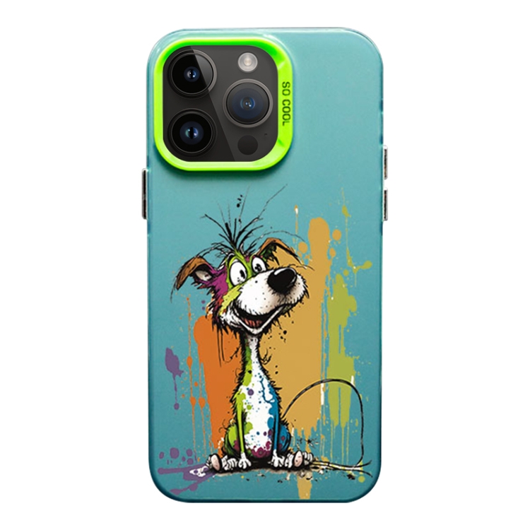 

For iPhone 14 Pro Color Ink Frosted PC+TPU Phone Case(Silly Dog)