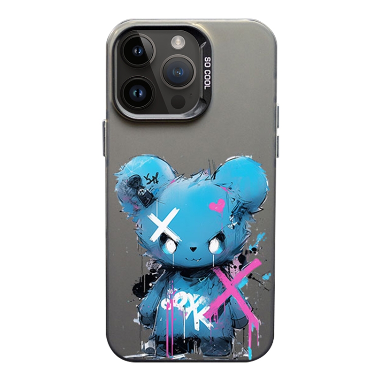 

For iPhone 14 Pro Color Ink Frosted PC+TPU Phone Case(Blue Bear)
