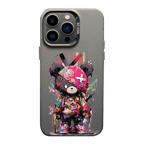 

For iPhone 13 Pro Max Color Ink Frosted PC+TPU Phone Case(Black Bear)