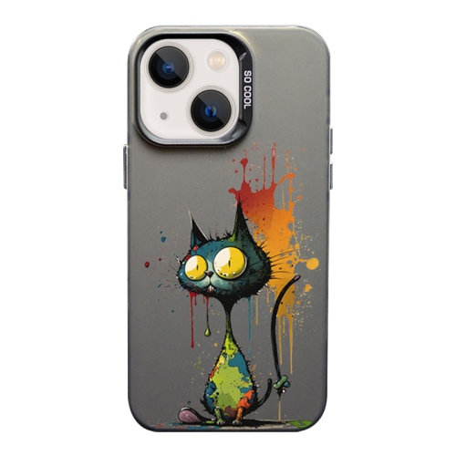 

For iPhone 13 Color Ink Frosted PC+TPU Phone Case(Big Eyed Cat)