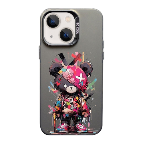 

For iPhone 13 Color Ink Frosted PC+TPU Phone Case(Black Bear)