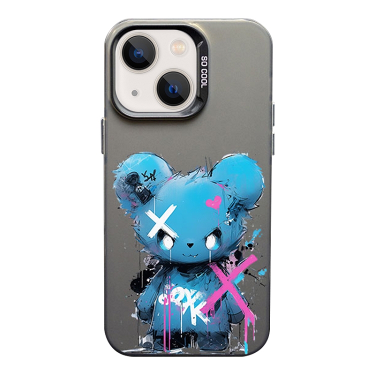 

For iPhone 13 Color Ink Frosted PC+TPU Phone Case(Blue Bear)