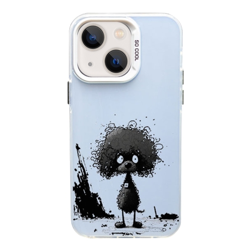 

For iPhone 13 Color Ink Frosted PC+TPU Phone Case(Curl Teddy)