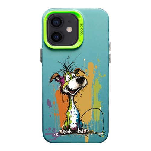 

For iPhone 12 Color Ink Frosted PC+TPU Phone Case(Silly Dog)