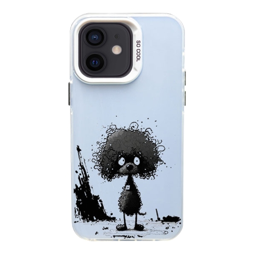 

For iPhone 12 Color Ink Frosted PC+TPU Phone Case(Curl Teddy)