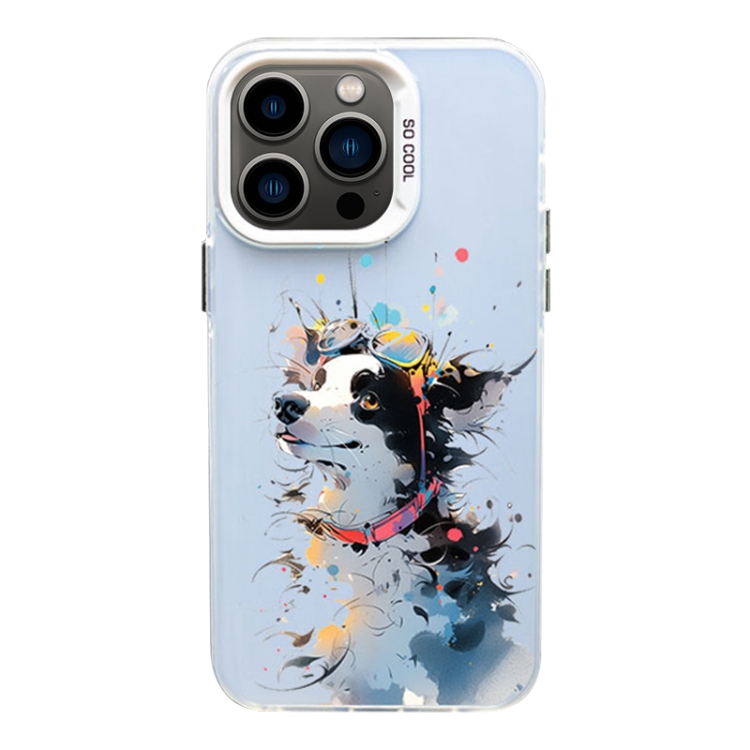 

For iPhone 12 Pro Color Ink Frosted PC+TPU Phone Case(Glasses Dog)