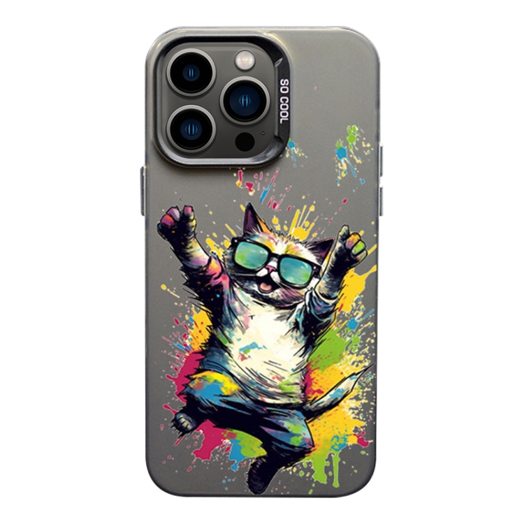

For iPhone 12 Pro Color Ink Frosted PC+TPU Phone Case(Glasses Cat)
