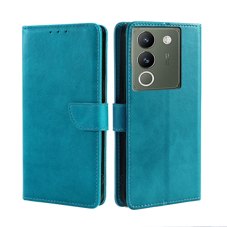 

For vivo V29e 5G Calf Texture Buckle Flip Leather Phone Case(Light Blue)