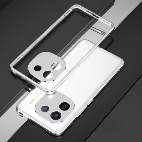 

For vivo iQOO 12 Aurora Series Lens Protector + Metal Frame Phone Case(Silver)