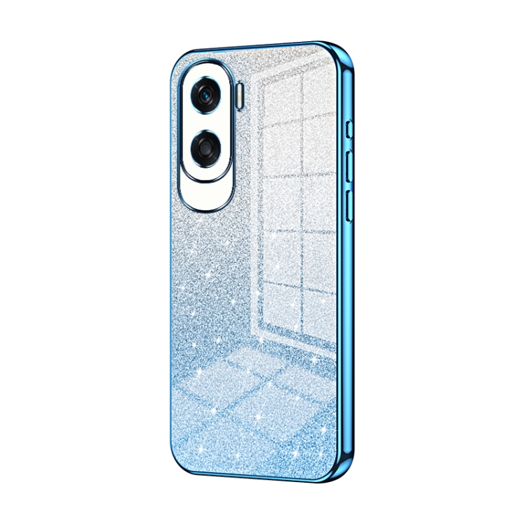 

For Honor X50i / 90 Lite Gradient Glitter Powder Electroplated Phone Case(Blue)