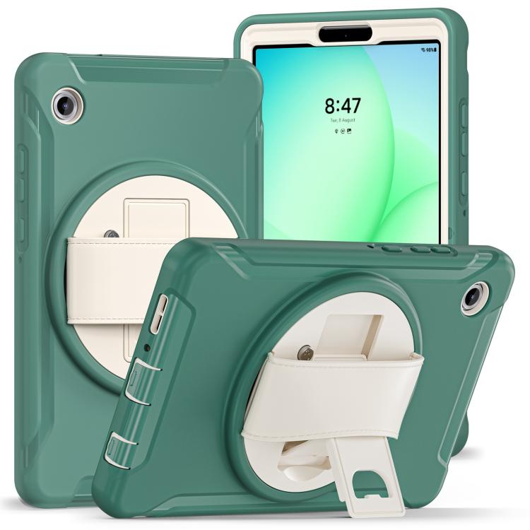 

For Samsung Galaxy Tab A11 Spider Wheel Silicone Hybrid PC Tablet Case(Emerald Green)