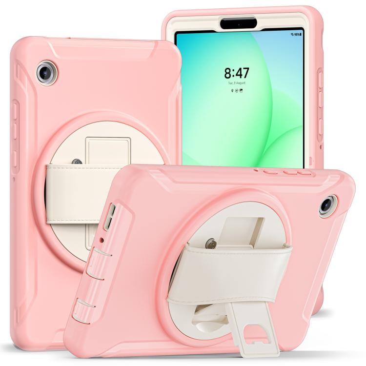 

For Samsung Galaxy Tab A11 Spider Wheel Silicone Hybrid PC Tablet Case(Cherry Blossoms Pink)