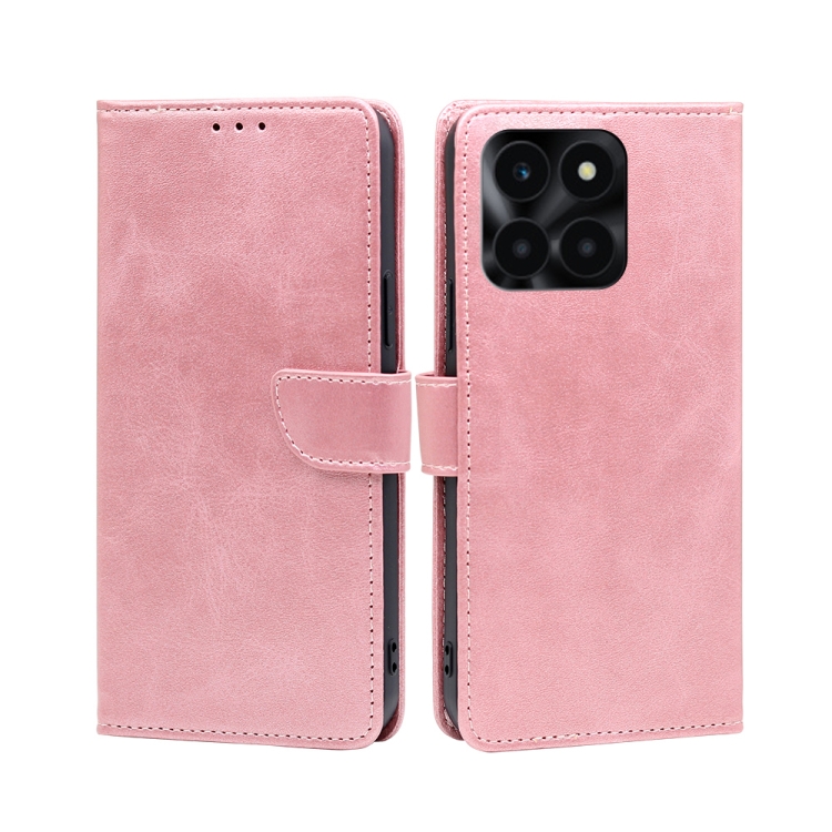 

For Honor X6a 4G Calf Texture Buckle Flip Leather Phone Case(Rose Gold)