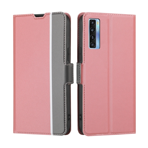 

For TCL 20s / 20 5G / 20L / 20L+ Twill Texture Side Button Leather Phone Case(Pink)