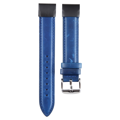 

For Garmin Fenix 7X 26mm Plain Weave Genuine Leather Watch Band(Dark Blue)