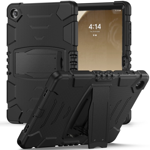 For Samsung Galaxy Tab A9+ / X210 PC Hybrid Silicone Tablet Case with Holder(Black)
