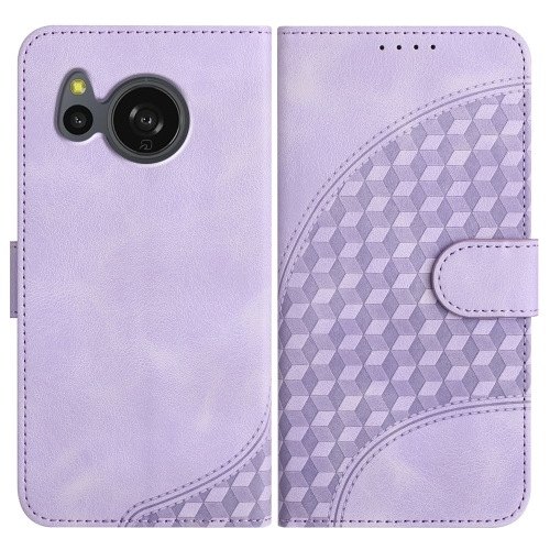 

For Sharp Aquos sense8/SHG11/SH-54D YX0060 Elephant Head Embossed Phone Leather Case with Lanyard(Light Purple)