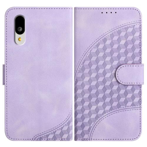 

For Sharp Basio Active 3 Elephant Head Embossed Phone Leather Case with Lanyard(Light Purple)