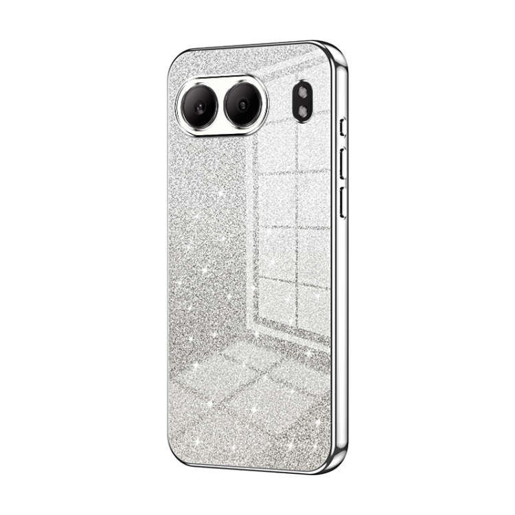

For OnePlus Nord 4 Gradient Glitter Powder Electroplated Phone Case(Silver)
