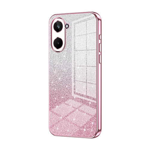 

For Realme 10 Pro 5G Gradient Glitter Powder Electroplated Phone Case(Pink)