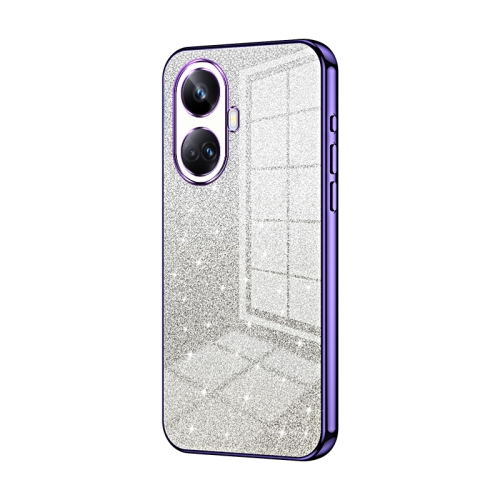 

For Realme 10 Pro+ Gradient Glitter Powder Electroplated Phone Case(Purple)
