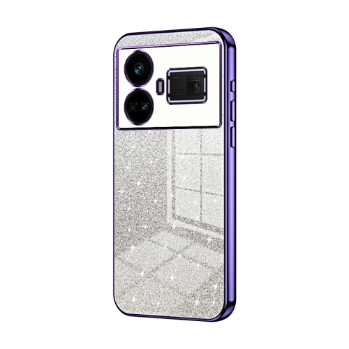 

For Realme GT5 Gradient Glitter Powder Electroplated Phone Case(Purple)
