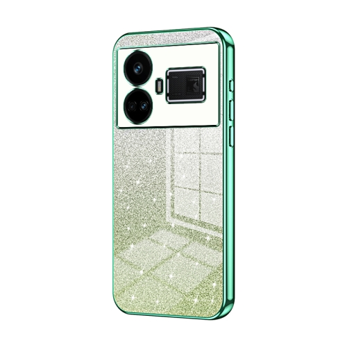 

For Realme GT5 Gradient Glitter Powder Electroplated Phone Case(Green)