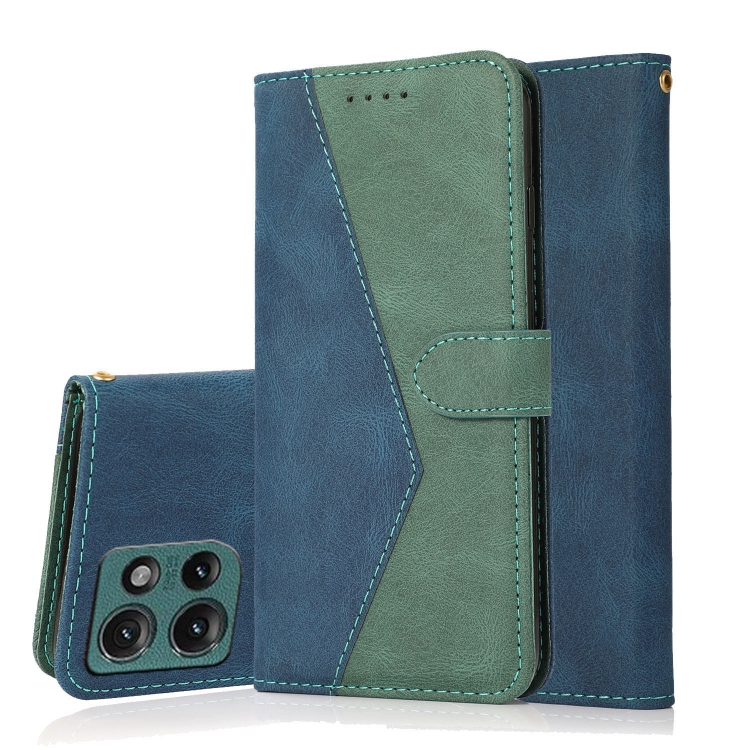

For Motorola Edge 50 5G Dual-color Stitching Leather Phone Case(Blue Green)