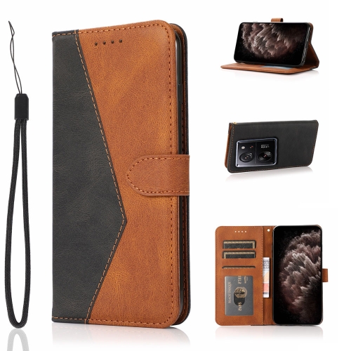 

For Xiaomi 13T Dual-color Stitching Leather Phone Case(Black Brown)