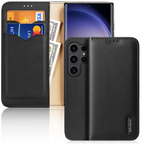 

For Samsung Galaxy S24 Ultra 5G DUX DUCIS Hivo Series Cowhide + PU + TPU Flip Phone Case(Black)